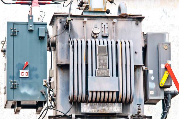 Close up Electrical power transformer in Thailand